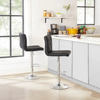 Javlergo Bar Stools Set of 2 Adjustable Swivel PU Leather Barstools with Back and Footrest