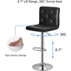 Javlergo Bar Stools Set of 2 Adjustable Swivel PU Leather Barstools with Back and Footrest