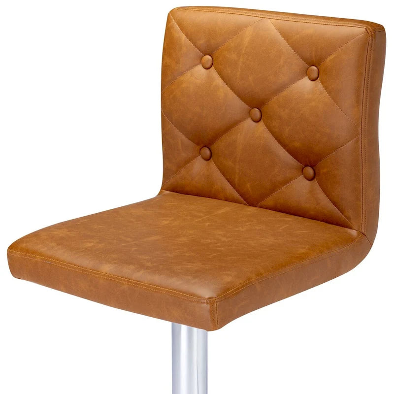 Javlergo Bar Stools Set of 2 Adjustable Swivel PU Leather Barstools with Back and Footrest