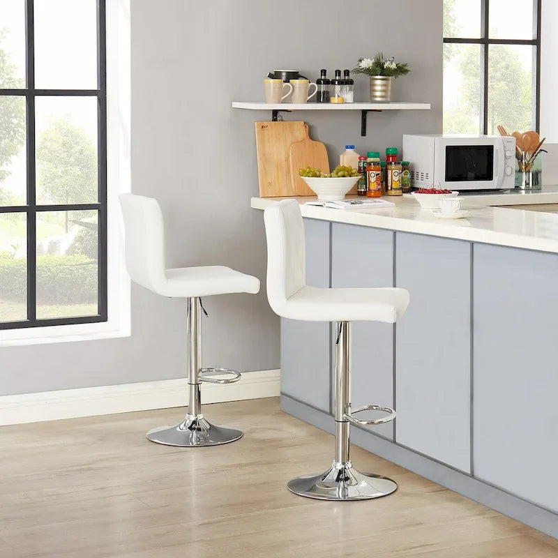 Javlergo Bar Stools Set of 2 Adjustable Swivel PU Leather Barstools with Back and Footrest