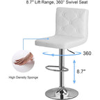 Javlergo Bar Stools Set of 2 Adjustable Swivel PU Leather Barstools with Back and Footrest
