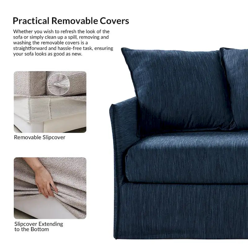 80" Slipcovered Sofa with Removable Washable Cushions