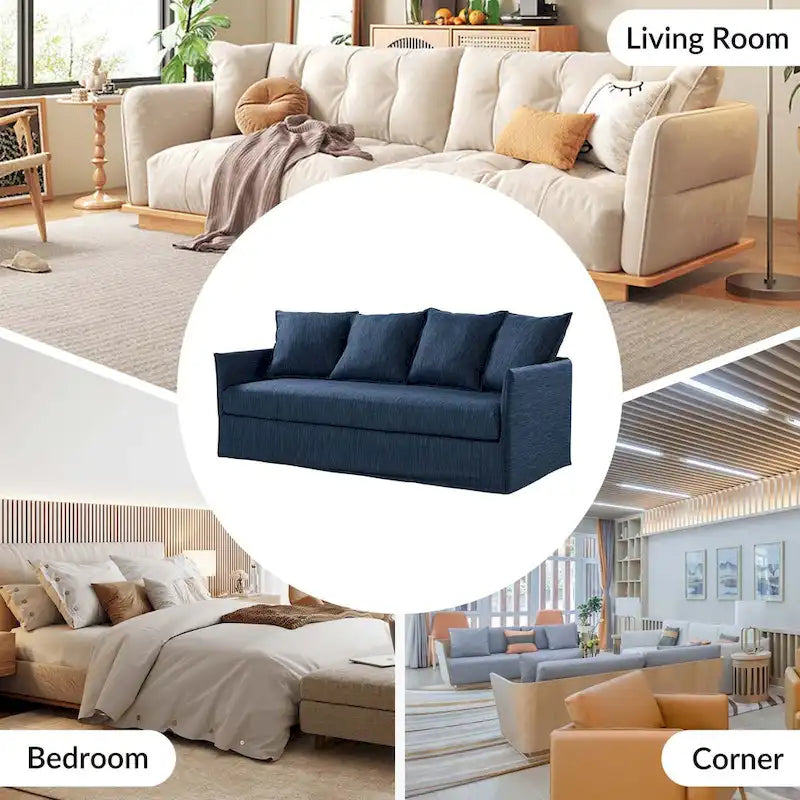 80" Slipcovered Sofa with Removable Washable Cushions