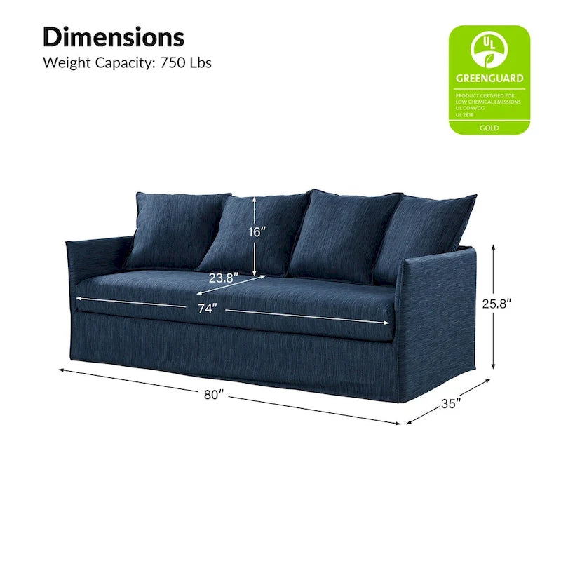 80" Slipcovered Sofa with Removable Washable Cushions