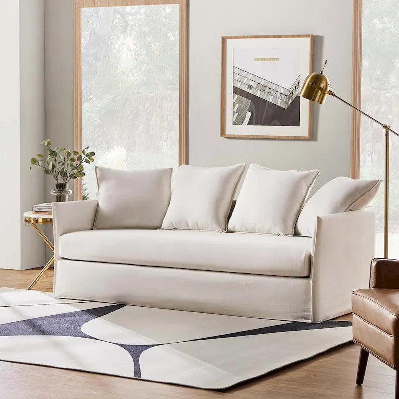 80" Slipcovered Sofa with Removable Washable Cushions