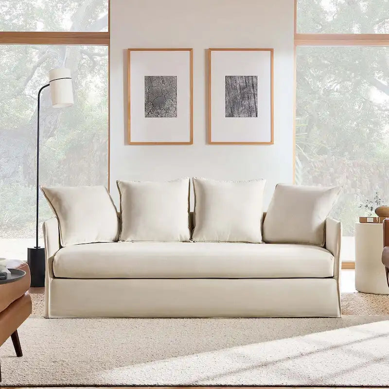 80" Slipcovered Sofa with Removable Washable Cushions