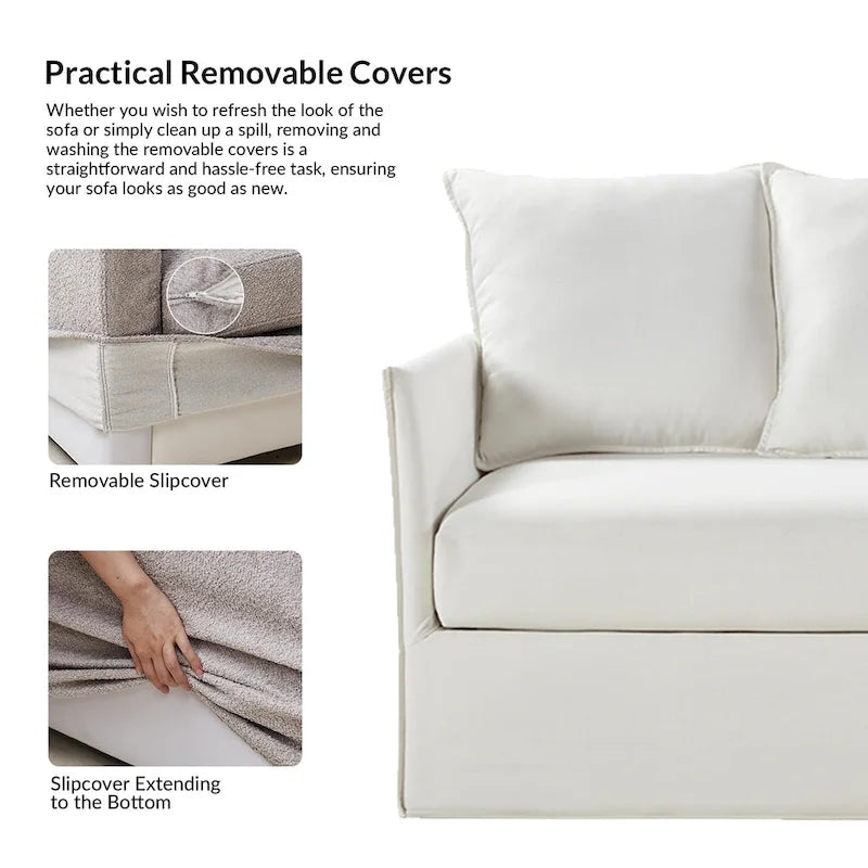 80" Slipcovered Sofa with Removable Washable Cushions