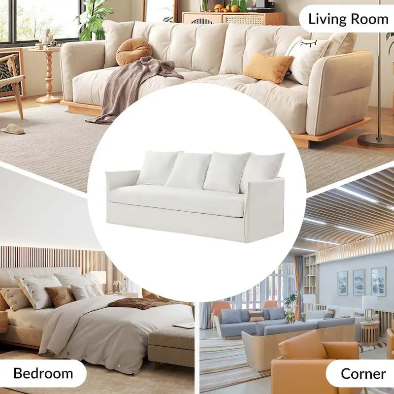 80" Slipcovered Sofa with Removable Washable Cushions