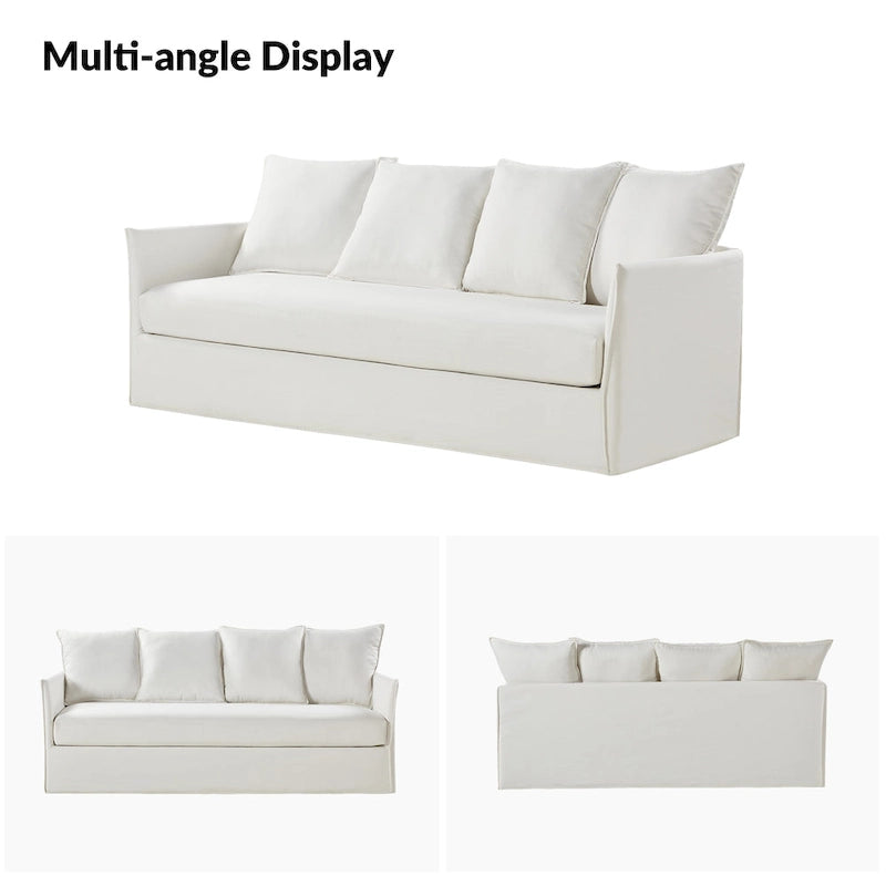 80" Slipcovered Sofa with Removable Washable Cushions