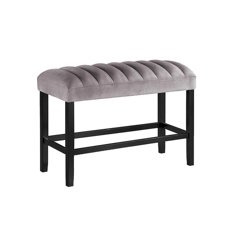 Banc de comptoir Marcus de 96,5 cm, cadre en bois, revêtement en tissu, gris