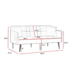 Pink Velvet Loveseat Sofa Bed with Adjustable Backrest and Center Armrest
