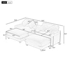 112.6 Chenille Upholstered Sectional Sofa with 2 Removable Ottoman