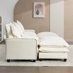 112.6 Chenille Upholstered Sectional Sofa with 2 Removable Ottoman