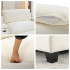 112.6 Chenille Upholstered Sectional Sofa with 2 Removable Ottoman