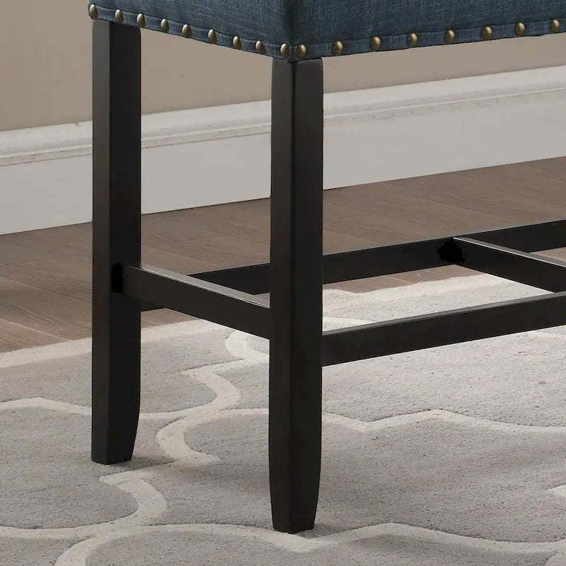 Banc de salle à manger à hauteur de comptoir en tissu avec clous décoratifs