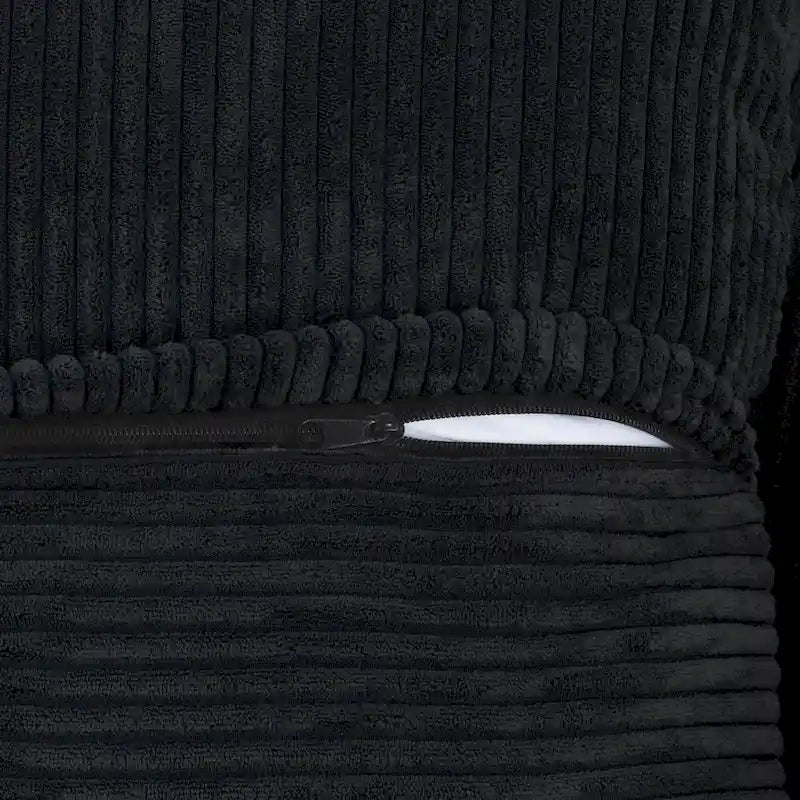 Black Corduroy Sectional Sofa Customized Sofa Couch with pillows.