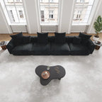 Black Corduroy Sectional Sofa Customized Sofa Couch with pillows.