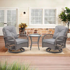 3 Pieces Outdoor Swivel Rocker Patio Chairs, 360 Degree Rocking Patio Conversation Set