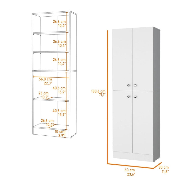Cameron Pantry Cabinet with 4 doors and 5 hidden shelves - N/A