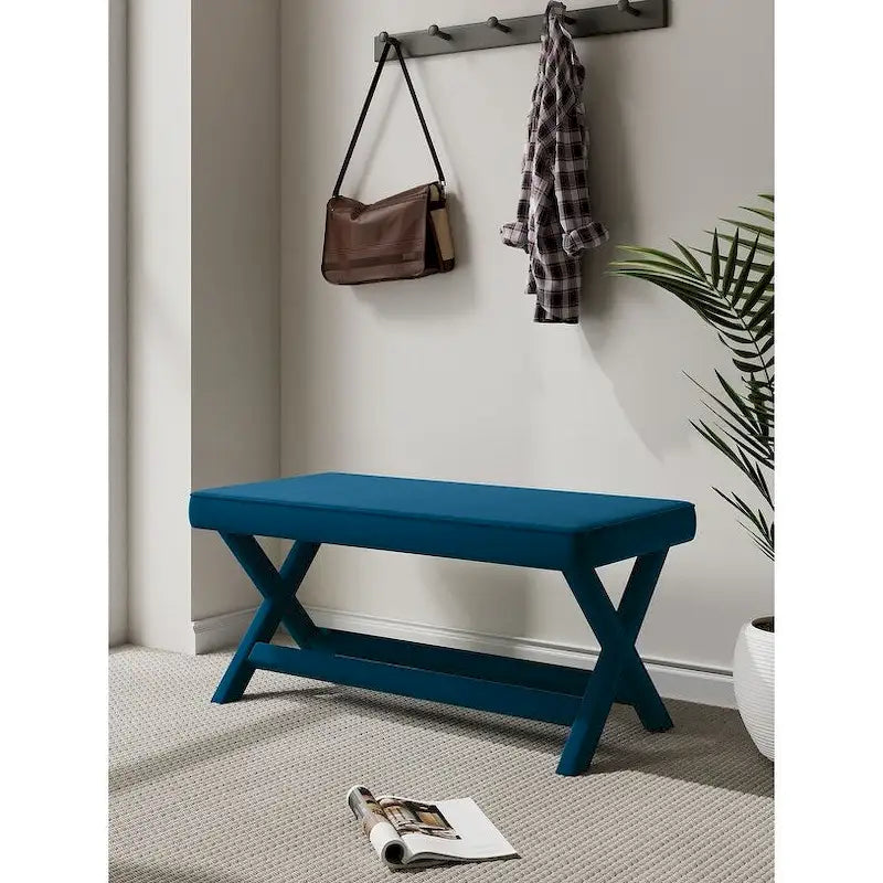 Manhattan Comfort Abigail Mid-Century Modern Velvet Upholstered Bench