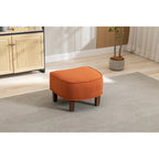 Mid-Century Upholstered Barrel Accent Round Arm Chair with Ottoman