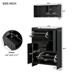Shoe Cabinet with Wall Cabinet, Space-saving Design Foyer Cabinet with 2 Flip Drawers, Versatile Side Cabinet for Hallway, White