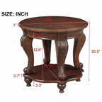 22 Inch Round End Table with Shelf