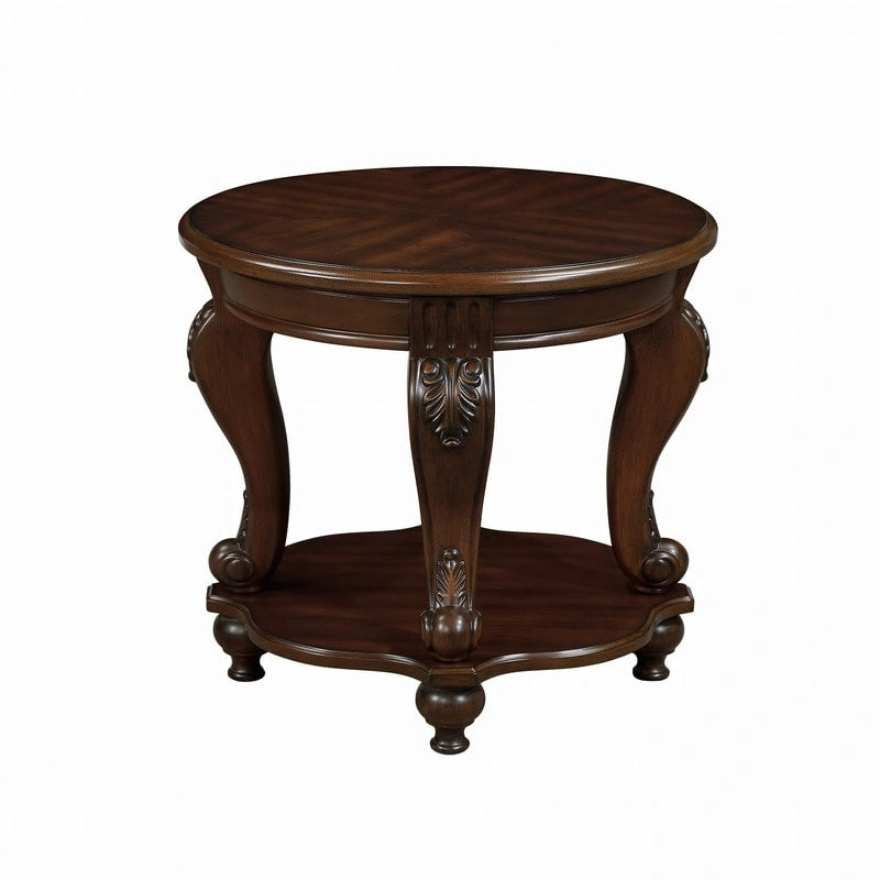 22 Inch Round End Table with Shelf