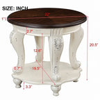 22 Inch Round End Table with Shelf