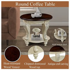 22 Inch Round End Table with Shelf