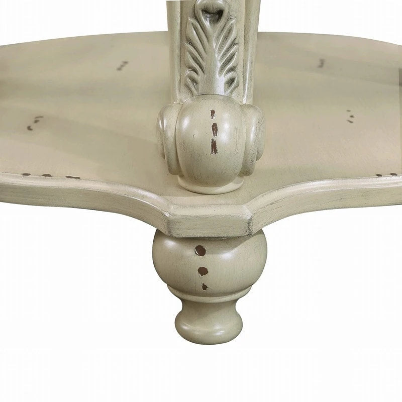 22 Inch Round End Table with Shelf