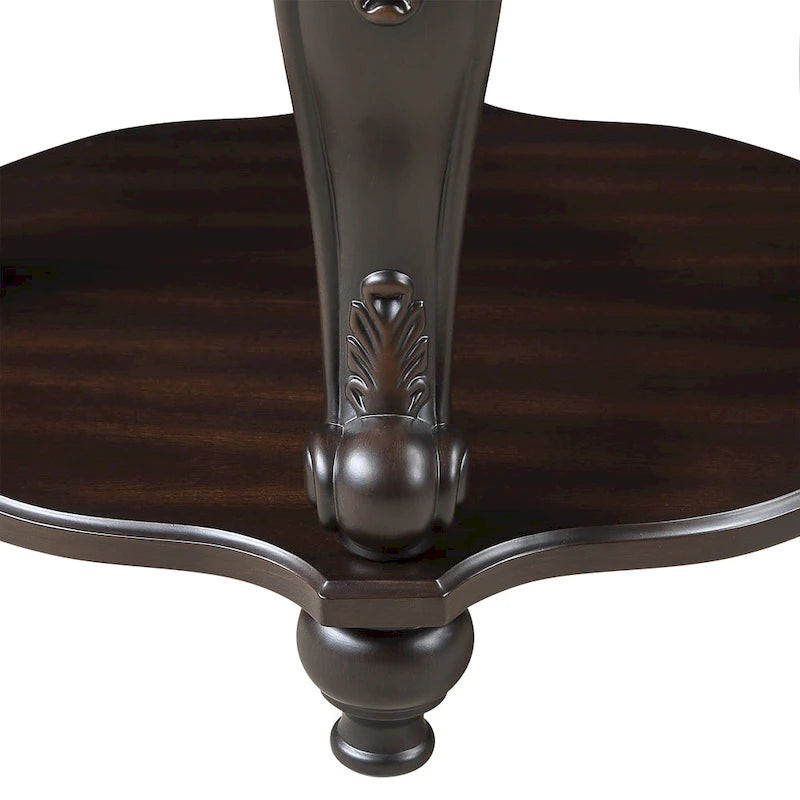 22 Inch Round End Table with Shelf