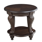 22 Inch Round End Table with Shelf
