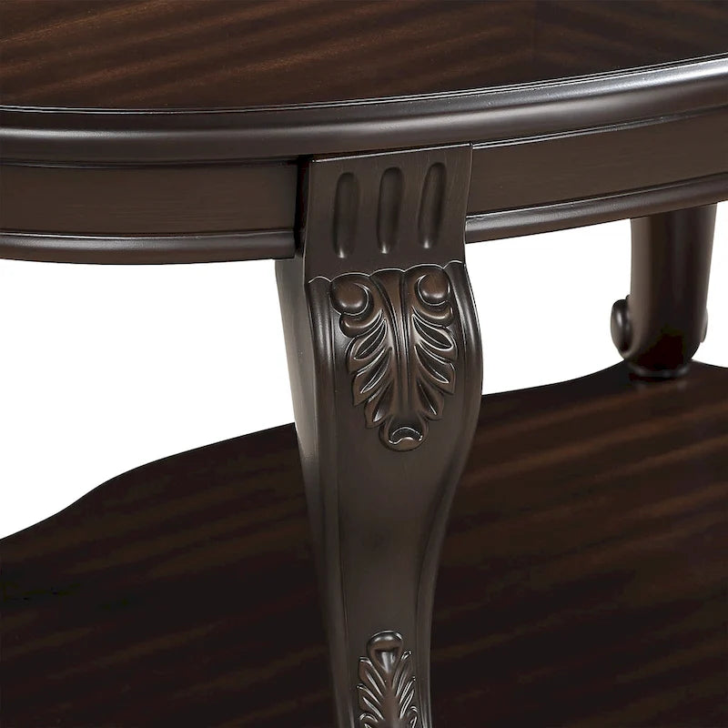 22 Inch Round End Table with Shelf