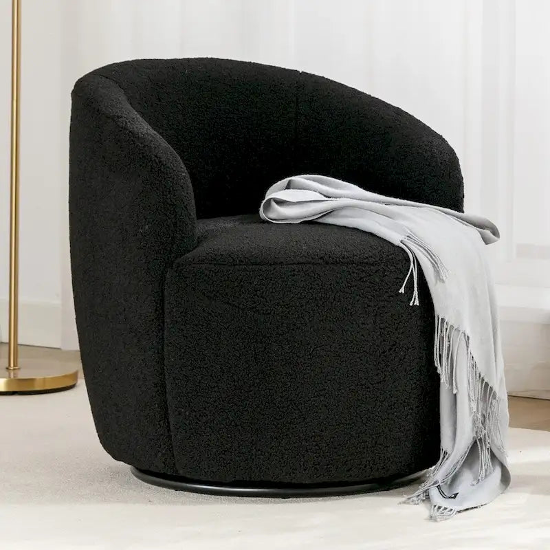 Fauteuil d'appoint pivotant en tissu Teddy, fauteuil club