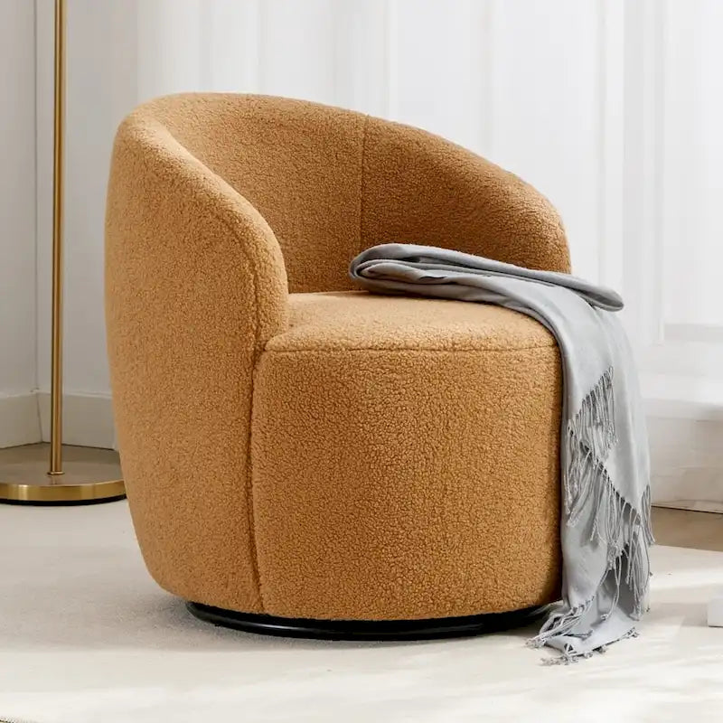 Fauteuil d'appoint pivotant en tissu Teddy, fauteuil club