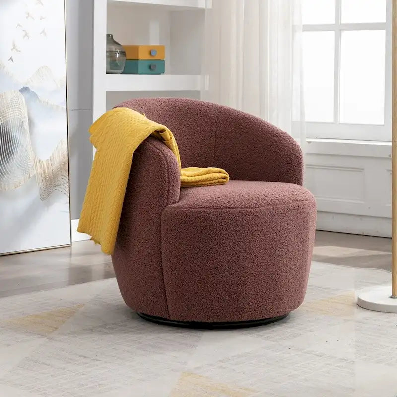 Fauteuil d'appoint pivotant en tissu Teddy, fauteuil club