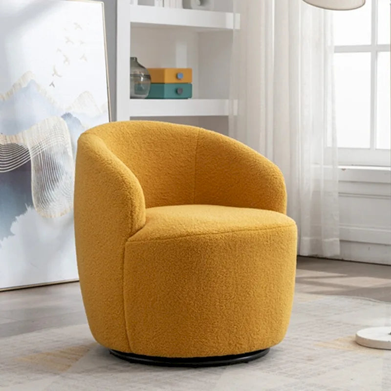 Fauteuil d'appoint pivotant en tissu Teddy, fauteuil club