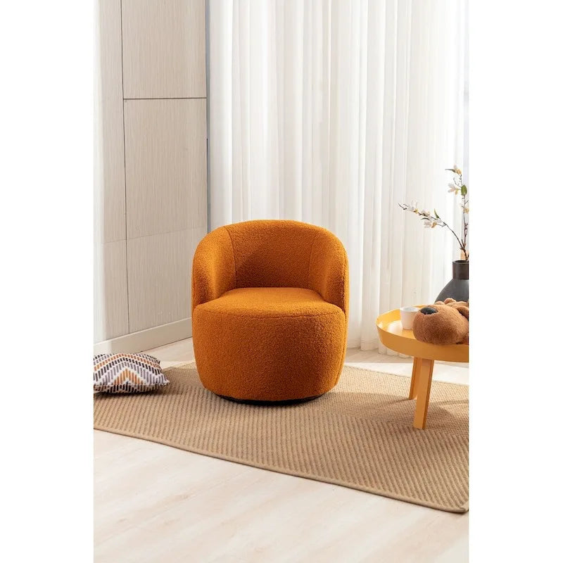 Fauteuil d'appoint pivotant en tissu Teddy, fauteuil club