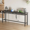 o Console Table with with Charging Station & USB Ports, Charcoal Gray