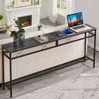 o Console Table with with Charging Station & USB Ports, Charcoal Gray