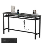 o Console Table with with Charging Station & USB Ports, Charcoal Gray