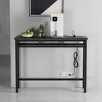 o Console Table with with Charging Station & USB Ports, Charcoal Gray
