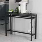 o Console Table with with Charging Station & USB Ports, Charcoal Gray