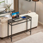 o Console Table with with Charging Station & USB Ports, Charcoal Gray