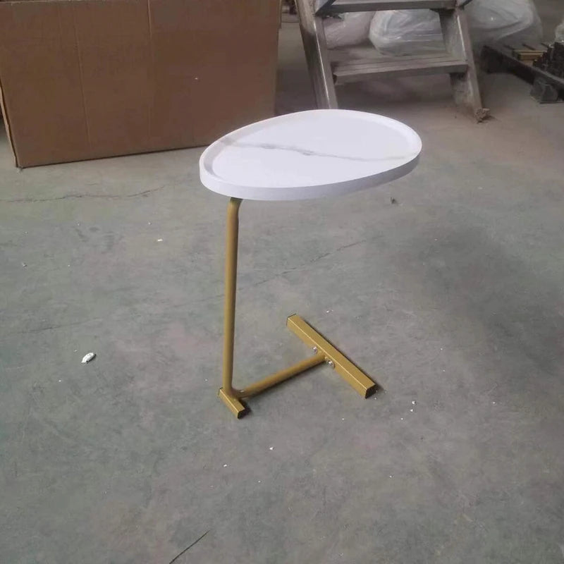 2 PCS White C-shaped Side Table, End Table, Side Table for Couch and Bed