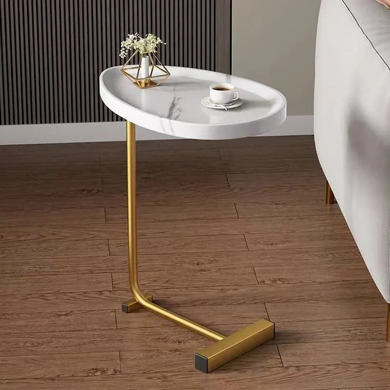 2 PCS White C-shaped Side Table, End Table, Side Table for Couch and Bed