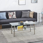 Clear Clear Glass Coffee Table, Tempered Glass End Table