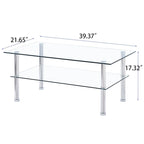 Clear Clear Glass Coffee Table, Tempered Glass End Table
