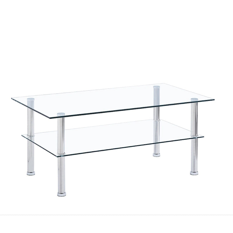Clear Clear Glass Coffee Table, Tempered Glass End Table